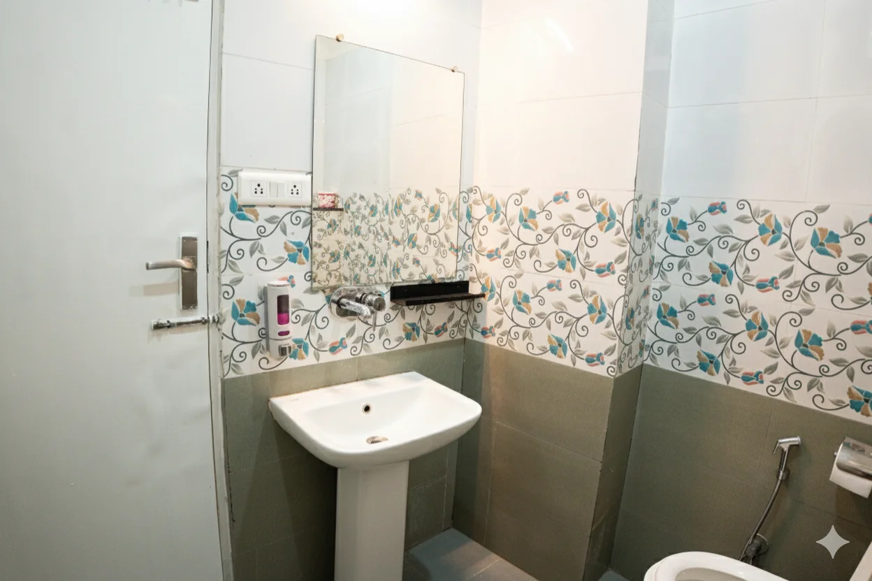 En suite bathroom in Premium Room at Trippme Rishikesh